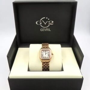 Ladies Gv2 Gevril 12101 Milan Diamond SWISS Rose-Gold Tank Watch LIMITED EDITION